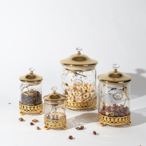 Design in marmo serbatoio decorazione per la casa barattoli di cibo in oro piantare contenitore di vetro barattolo con coperchio - Product Image 1
