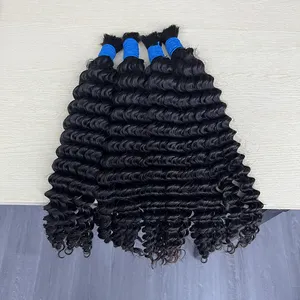 100% unverarbeitete Virgin Remy brasilia nische natürliche Farbe Kein Schuss Deep Wave Bulk Braid ing Echthaar