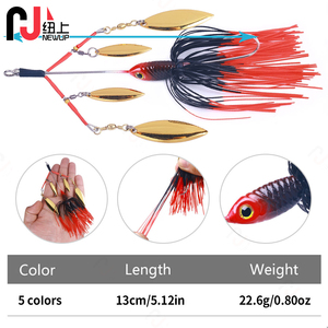 Leurre de pêche appât tracteur composé rotatif paillettes 13cm 22.8g bionique dur appât métal appât Surface poisson leurre - Product Image 2