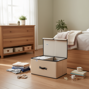 Cesto portaoggetti a 24 scomparti in tessuto non tessuto con coperchio per l'organizzazione dell'armadio - Product Image 2