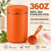 Poudre de créatine et d'électrolytes 500g, emballage 36oz, conteneur 100% acier inoxydable 304, cuillère doseuse 30ml, hermétique, anti-fuite, pour aliments et voyages