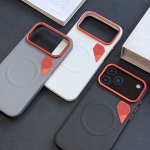 เคสโทรศัพท์หนัง PU คุณภาพสูงแบบแม่เหล็กสำหรับ iPhone 17 15 16 Pro Max 17 Air พร้อมรูระบายความร้อนโลหะ ป้องกันการเกิดความร้อนสะสม - Product Image 3