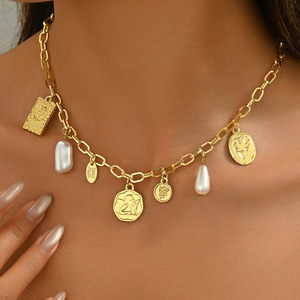 European American Style Geometric <b>Necklace</b> Zinc Alloy Pendant Design Women's Fashion Jewelry Party Wear - Product Image 1