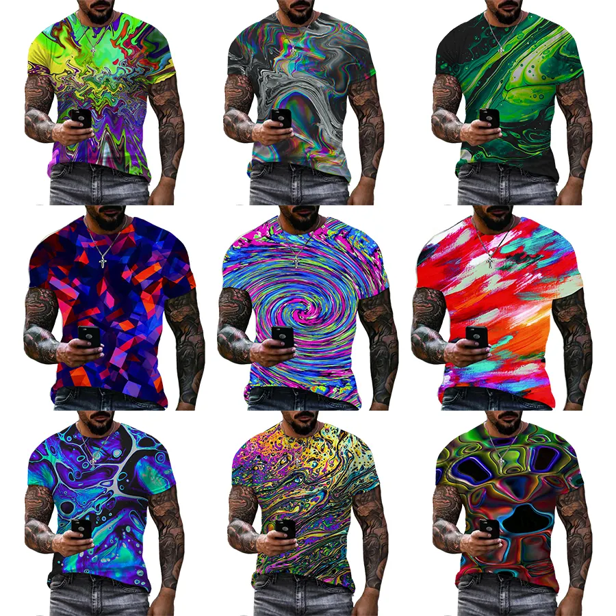 Funny Trippy Digital Printing Shirt for Men's 3D Printed Tops From Men Custom Unisex Plus Size Over Print OEM and ODM T-shirts