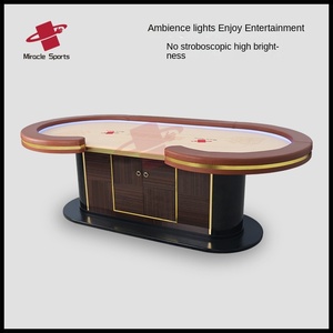 Mg cực chất lượng LED màu sắc thay đổi USB sạc Texas Poker bảng bằng gỗ hình bầu dục cho sòng bạc và câu lạc bộ Poker - Product Image 4