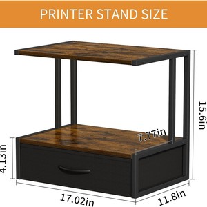 Double Layer Printer Storage Rack Dark Brown <b>Standing</b> Office Organizer Desk Shelf For Stationery And A4 Paper <b>Holder</b> - Product Image 4