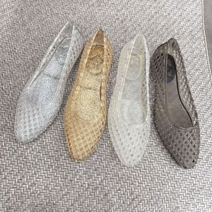 Transparent PVC Pointed Toe Jelly Shoes <b>Slip</b>-<b>On</b> Breathable Summer Flats - Product Image 5