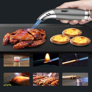 2024 nouveautés forte coupe-vent conception personnalisée Triple flammes rechargeable Cigarette polyvalent BBQ incliné torche briquet - Product Image 3