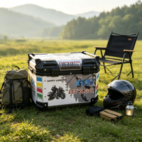 Boîte de rangement pour moto en alliage d'aluminium, étanche, 45L, avec système de verrouillage sécurisé, montage universel à l'arrière, pour les voyages en plein air