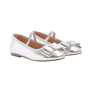 CHOOZII all'ingrosso per bambini ballerina Slip On <span class=keywords><strong>ballerine</strong></span> in <span class=keywords><strong>pelle</strong></span> metallizzata argento con piccola fascia elastica - Product Image 4