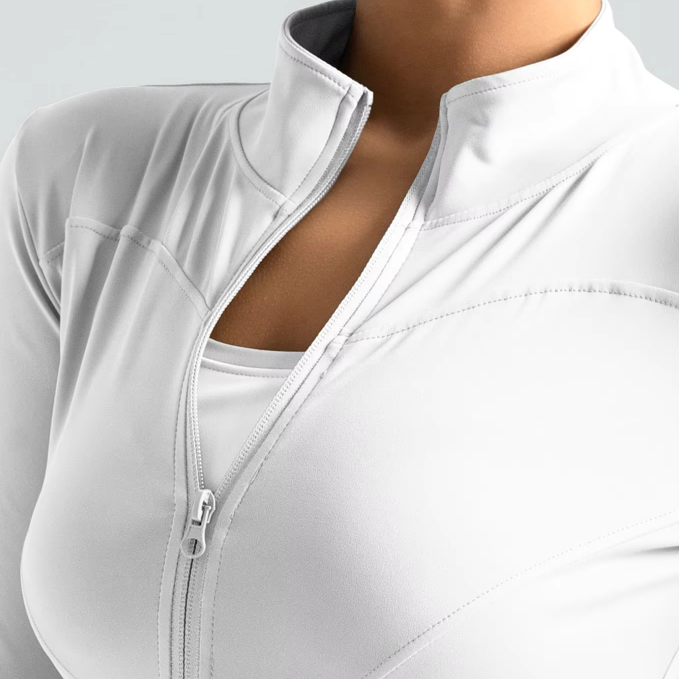 Sustainable Four-Way Stretch Quick-Dry Breathable Full Zipper Long-Sleeve Crop Top Fitness Custom Yoga Jacket Sport Running