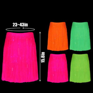 ชุดเดรสผ้าไหมหลากสีสำหรับงานปาร์ตี้ฮาวาย, ชุดเดรสกระโปรงฮาวายยืดหยุ่นขนาด40ซม. สำหรับงานปาร์ตี้งานเต้นรำชายหาด - Product Image 3