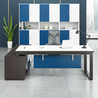 Ensemble de bureau de direction ergonomique moderne et modulaire avec plateau en MDF en forme de L, table de bureau durable pour PDG, idéal pour les immeubles de bureaux
