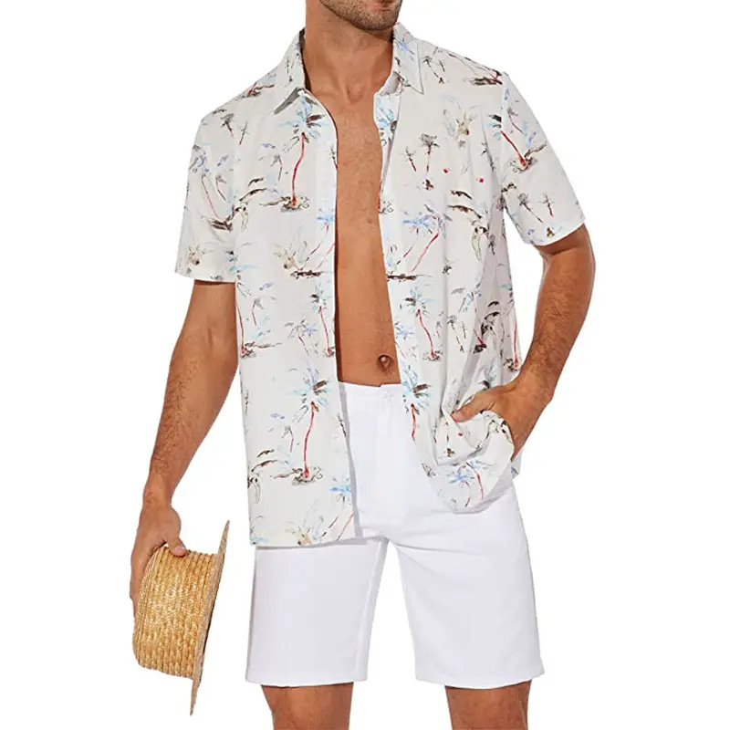 도매 2024 남자의 셔츠 여름 하와이안 비치 셔츠 준비 재고 모든 인쇄 빠른 건조 수영 하와이안 셔츠 남성용
