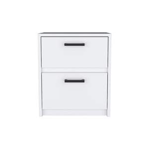 Solid Wood DB <b>Nightstand</b> with Two Drawers White Finish Minimalist Modern Design Foldable Bedside Cabinet for Apartment Use - Product Image 4