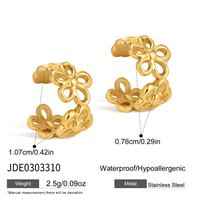 Anting Jepit Bunga Baja Anti Karat Lapis Emas 18k Pvd untuk Wanita - Perhiasan Lintas Negara dengan Desain Tahan Lama