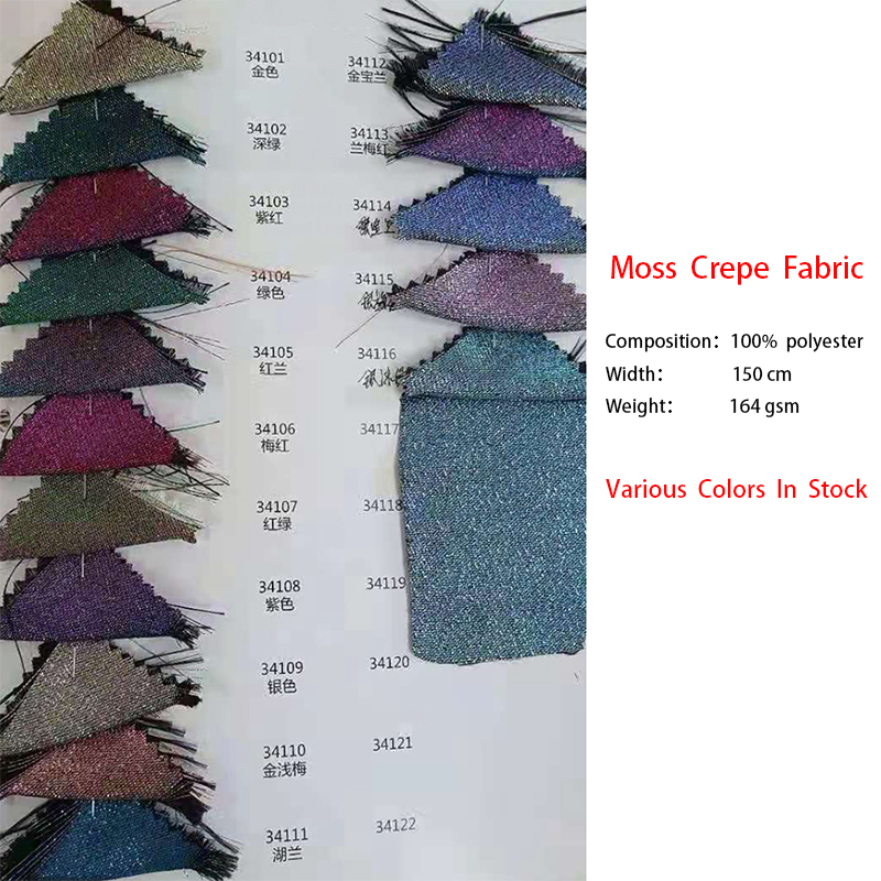 In stock 100% polyester moss crepe heavy chiffon shining organza moss crepe fabric with cheap price