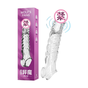 Wiederverwendbares Sexy Silikon Kristall-Kondom mit Noppen für Männer, vibrierend und waschbar - Product Image 5