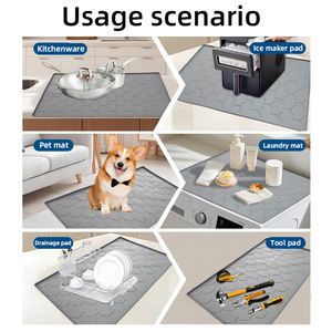 Tapis d'alimentation <span class=keywords><strong>pour</strong></span> animaux <span class=keywords><strong>de</strong></span> compagnie en silicone, antidérapant, imperméable, grand format 38x26 28x22 34x22 pouces avec motif triangulaire <span class=keywords><strong>pour</strong></span> gamelle <span class=keywords><strong>de</strong></span> <span class=keywords><strong>chien</strong></span> ou <span class=keywords><strong>de</strong></span> chat, sans BPA - Product Image 3