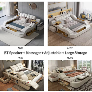 Multi-Purpose Bedroom Smart <strong>TV</strong> <strong>Bed</strong> With Small Refrigerator Cupholder Massage Chair Drawers - Product Image 2