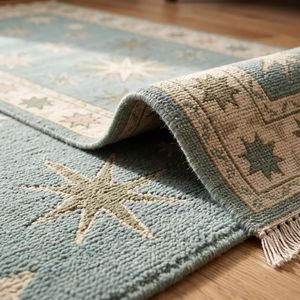 Tapis étoilé noué à la main, style bohème céleste, 100% laine, tapis de sol artisanal de qualité supérieure pour salon, chambre à coucher, salle à manger - Product Image 2