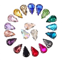 Strass en verre K9 en forme de goutte d'eau avec griffes argentées, cristaux en forme de poire à coudre en gros pour fabricants de robes de mariée