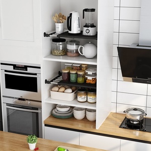 24/36/45cmhot vendita di fascia alta in plastica per la casa casa organizer <span class=keywords><strong>telescopico</strong></span> bordo <span class=keywords><strong>scaffale</strong></span> di stoccaggio senza punzonatura, ripiano di stoccaggio salvaspazio - Product Image 4