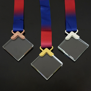 Rhombus Form Kristall medaille Gold und Silber Bronze MEDAILLEN mit Band MH-MJ0265 - Product Image 1