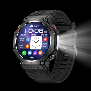 Montre connectée GPS GPT KC91 pour hommes et femmes, écran HD 1,31 pouces, appels Bluetooth, <span class=keywords><strong>lampe</strong></span> <span class=keywords><strong>torche</strong></span>, étanche 3ATM, boussole, multisports - Product Image 4