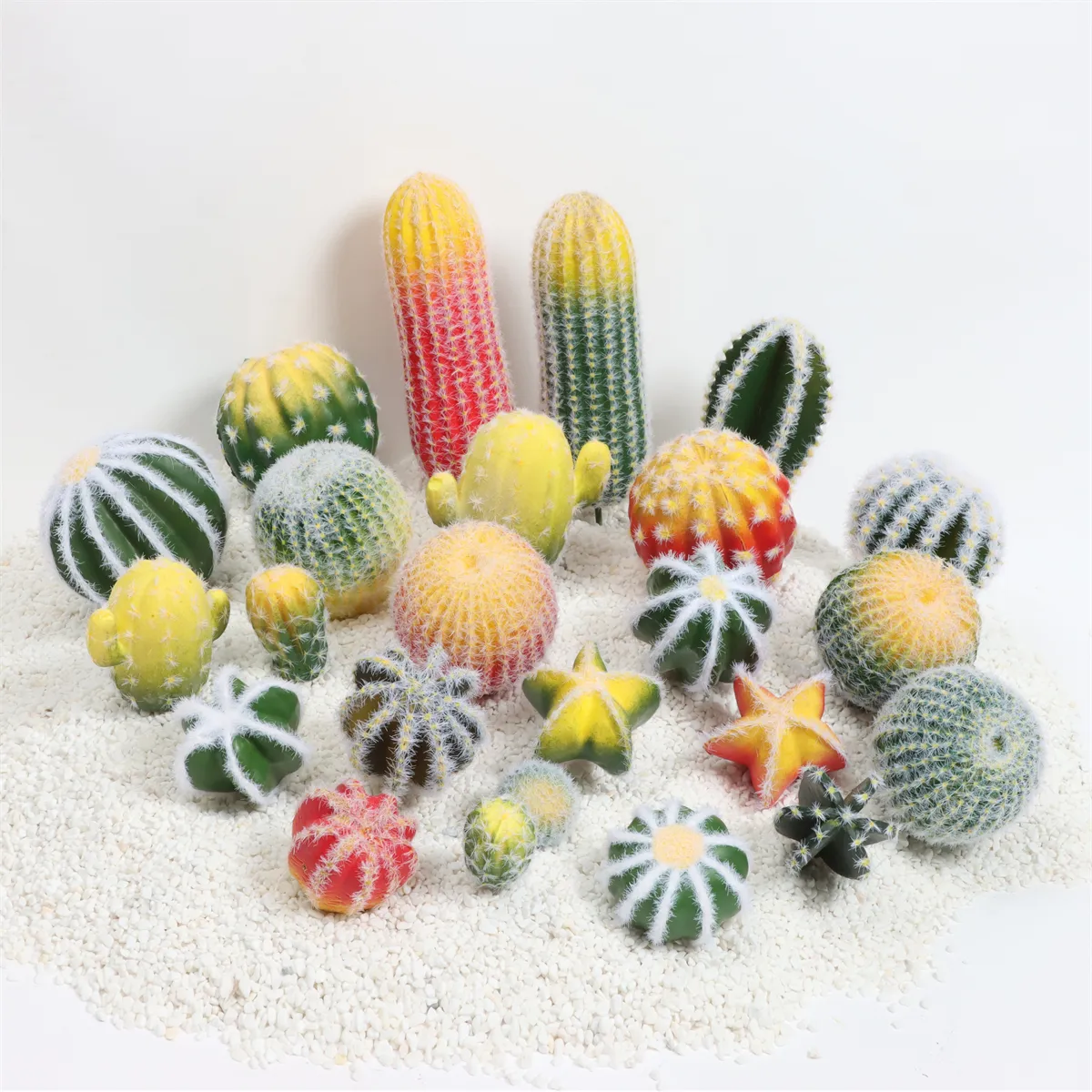 Suculentas artificiais PU Cactus para decoração de mesa e casa