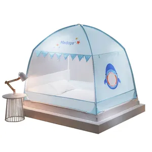 Rede de cama ao ar livre para barraca de brincar com tubarão, com suportes dobráveis, rede mosquiteira para quintal de quarto Kis