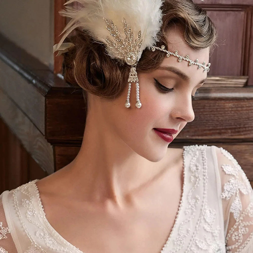 1920s Flapper Accessories Gatsby Costume Accessories Set For Women 20s Headpiece Pearl Necklace Gloves Holder Hair Pins 15 - 200000532 - View #11