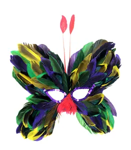 Eco-friendly artigianale piume naturali alla rinfusa maschera di piume in maschera per festa di carnevale maschera per la decorazione