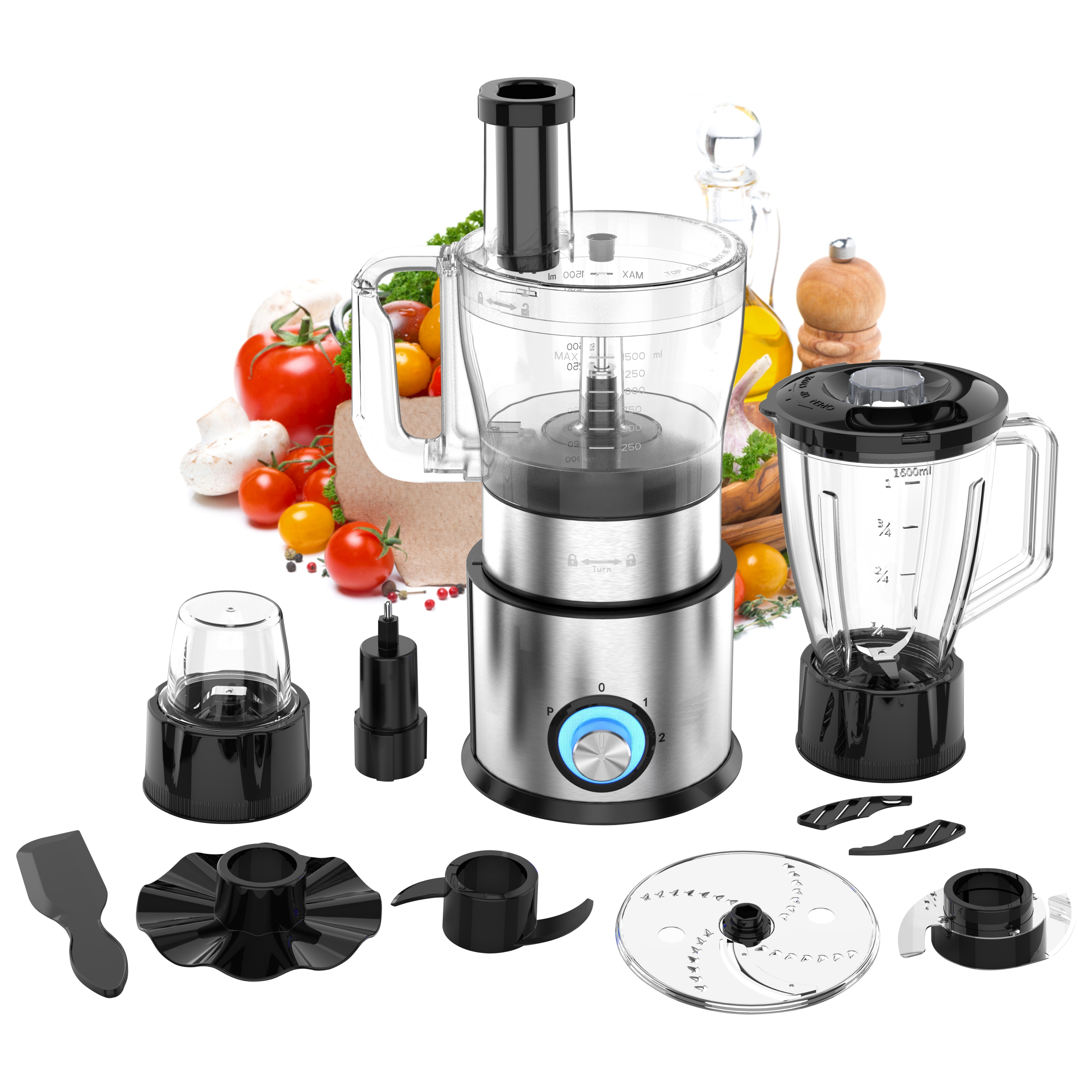 Electric Multi-function Blender Mixer Food Processor with Meat Grinder Stainless Steel 800W Household Kitchen Appliance