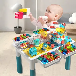 Popular Multi-funcional Building Block Table Diy Plastic Building Blocks Tabela Intelligence Diy brinquedo educativo para Kdis