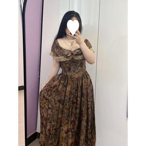 NOVEDAD DE VERANO 2025, vestido Maxi Floral con pintura al óleo Retro de talla grande para mujer, vestido de vacaciones suave adelgazante ceñido a la cintura - Product Image 3