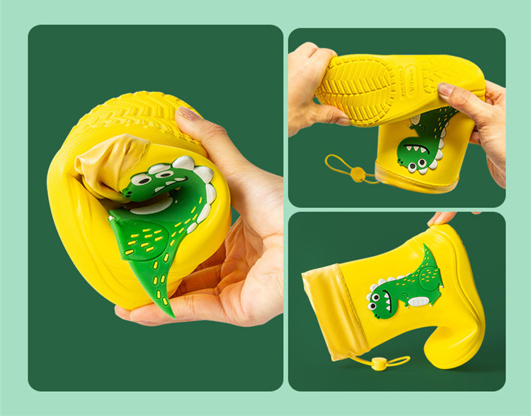 Children's Rubber Boots Unisex Dinosaur Rain Boots For Kids Anti Slip Soft Water Shoes