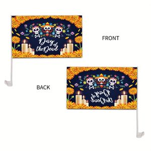 Bandera para Ventana <span class=keywords><strong>de</strong></span> Auto del Día <span class=keywords><strong>de</strong></span> los Muertos Mexicano, 30x45 cm con Asta <span class=keywords><strong>de</strong></span> Plástico <span class=keywords><strong>de</strong></span> 45 cm, Accesorio <span class=keywords><strong>de</strong></span> Exhibición - Product Image 2