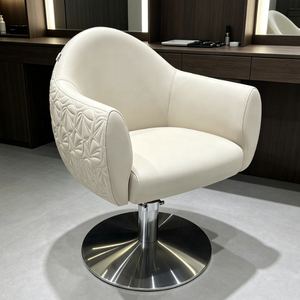 Fauteuil de Barbier Hydraulique Blanc, Chaise de Salon de Coiffure Rembourrée et Ajustable en Hauteur, Pivotante à 360 Degrés pour Salon de Beauté - Product Image 4
