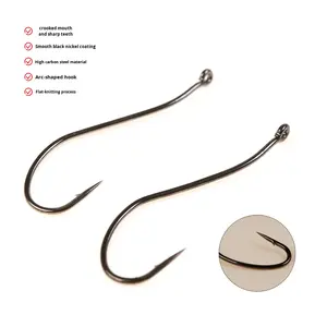 Hameçon <span class=keywords><strong>de</strong></span> pêche à la mouche en nickel noir, corps long incurvé, pour la pêche à la mouche, mouches, mites, ver <span class=keywords><strong>de</strong></span> <span class=keywords><strong>terre</strong></span>, hameçon nu, tailles 12/13 - Product Image 3