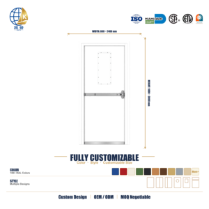 <span class=keywords><strong>Porte</strong></span> <span class=keywords><strong>coupe</strong></span>-<span class=keywords><strong>feu</strong></span> d'urgence contemporaine en acier à feuille simple avec barre anti-panique, prix pour projets professionnels (vente en gros) - Product Image 2