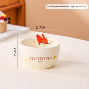 Zootopia 5-Piece sứ Bộ đồ ăn thân thiện với môi phim hoạt hình Bộ đồ ăn dùng một lần bao gồm bát cơm tấm cốc muỗng cốc - Product Image 5