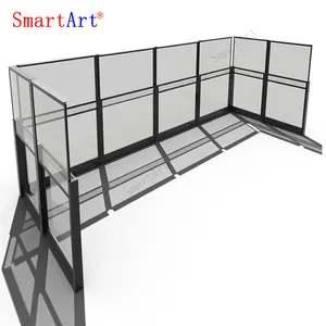 Smartart 2022 الزجاج الزجاج نظام ارتفاع قابل للتعديل الدرابزين واقية حاجز زجاجي دليل انزلاق حديدي للمطاعم