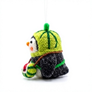 Handmade Nonwoven Wool <b>Felt</b> Traditional Eco-Friendly Certified Penguin Christmas Ornament Set Wall Hanging Cartoon Indoor - Product Image 3