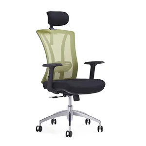 豪华多功能符合人体工程学的网状背部织物座椅二维可调节扶手，带铝制底座现代办公椅