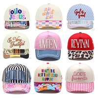 Casquette de baseball personnalisée à 5 panneaux, style sportif inspirant, en tissu Dobby, avec broderie 3D et visière patchwork, modèle Jesus Hat pour l'église