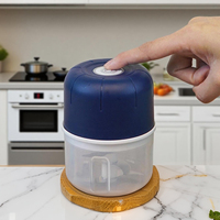 Picadora de Ajo Eléctrica Mini de 250 ml, 3 Cuchillas, Picadora de Verduras y Cebollas Portátil, Procesador de Alimentos para Bebés