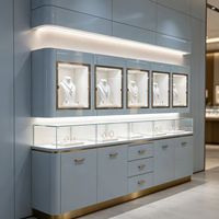 Table de présentation de bijoux en bois traditionnelle personnalisable GZowin avec éclairage LED, dessus en verre, tiroirs de rangement - Durable et écologique