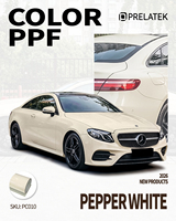 Vinilos Decorativos para Autos Prelatek Premium Pepper White, TPU Metálico Fino, Resistente a los Rayos UV, con Liberación de Aire, Removibles, para Todo el Vehículo