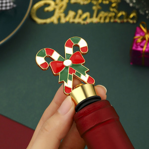 <b>Christmas</b> <b>Candy</b> <b>Cane</b> Wine Stopper Gold And Silver Zinc Alloy Bottle Sealer Holiday Gift - Product Image 3
